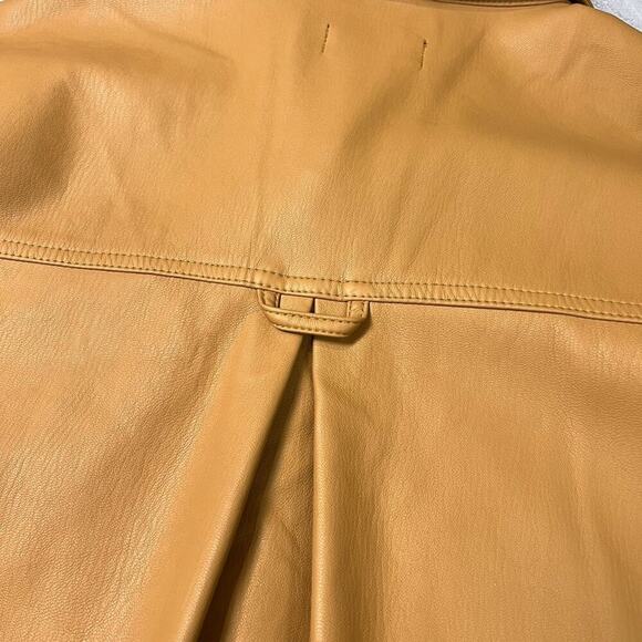 Anthropologie Maeve Faux Leather Shirt Jacket SIZE L Tan Gold Shacket Pocket - Picture 8 of 16